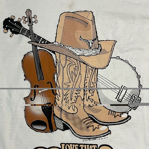 Vintage Fruit of The Loom Cropped T Shirt Cowboy Women M Western Country Music - Picture 3 of 9